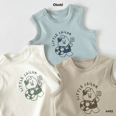 OBEBI - Áo ba lỗ cotton in hình Little Sailor(66-110)