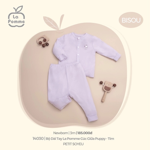 LA POMME Bộ dài tay cúc giữa Puppy(NB-3M)