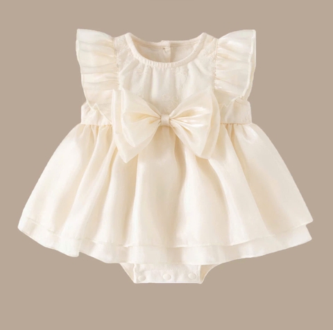 JS - Body váy kem be organza sát nách nơ to (59-80)