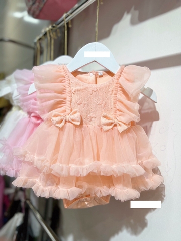 MT - Body váy voan nơ+turban(3-18M)