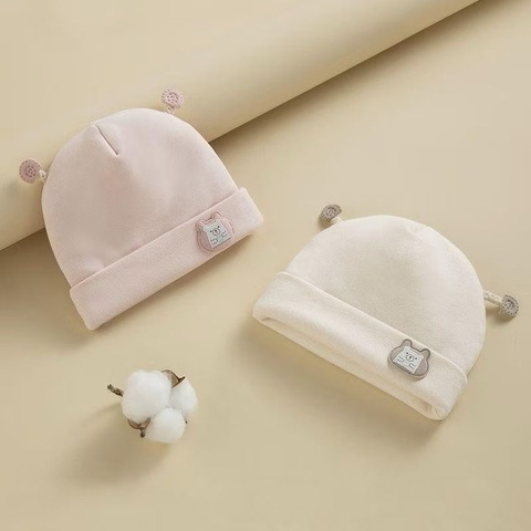 SP - Mũ cotton đính gấu(0-6M)