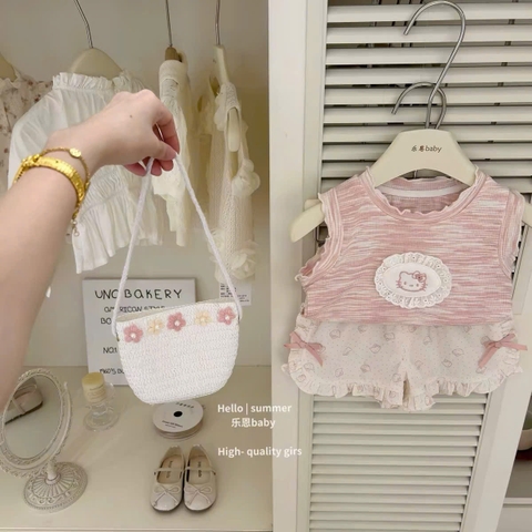 TL - Set ba lỗ hồng Hello Kitty kèm túi đeo chéo (80-130)