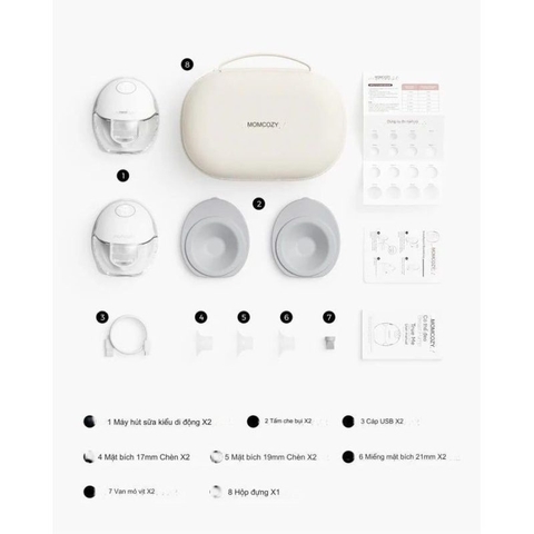 MOMCOZY - MÁY HÚT SỮA ĐIỆN ĐÔI RẢNH TAY KHÔNG DÂY M6 MOBILE STYLE