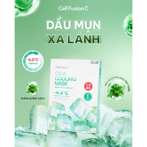 CELL FUSHION C - MẶT NẠ RAU MÁ MÁT LẠNH -4.5 ĐỘ GIẢM MỤN VÀ LÀM DỊU DA CICA COOLING MASK