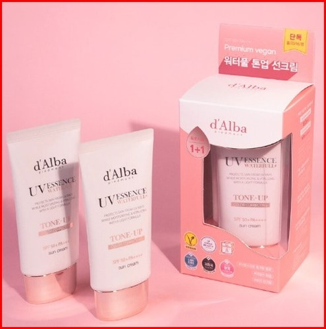 D'ALBA - SET 2 KEM CHỐNG NẮNG SPF 50+ NÂNG TONE HỒNG WATERFULL TONE-UP SUNCREAM 50ML