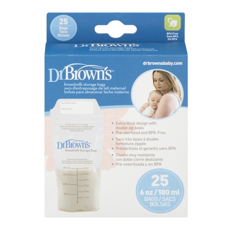 DR BROWN'S - TÚI TRỮ SỮA 180ML x 25PCS