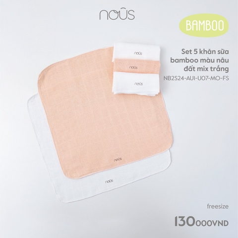 NOUS - SET 5 KHĂN SỮA BAMBOO MIX TRẮNG
