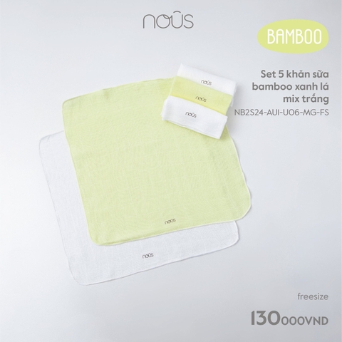 NOUS - SET 5 KHĂN SỮA BAMBOO MIX TRẮNG