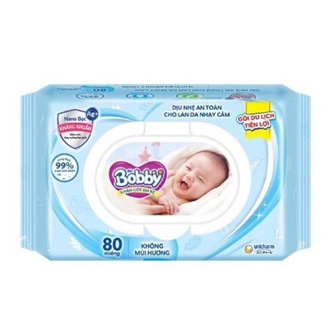 BOBBY - KHĂN GIẤY ƯỚT KHÔNG MÙI 80 TỜ