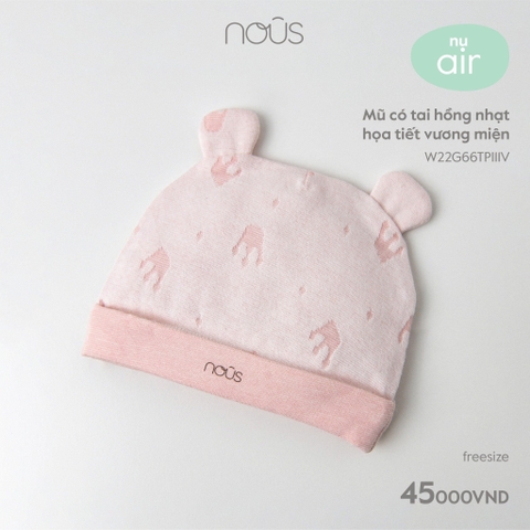 NOUS - MŨ CÓ TAI HỒNG NHẠT HỌA TIẾT VƯƠNG MIỆN