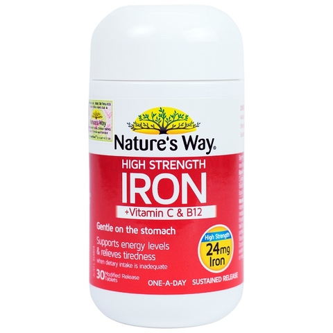 NATURE'S WAY - 18Y+BỔ SUNG SẮT, VITAMIN C VÀ B12 HIGH STRENGTH IRON