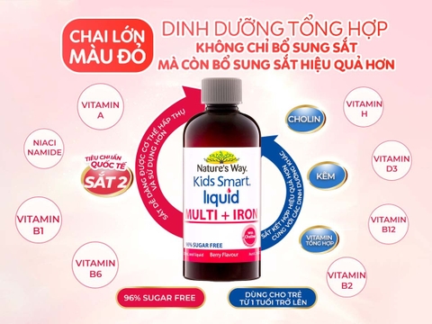NATURE'S WAY - 1Y+SẮT NƯỚC KIDS SMART LIQUID MULTI+IRON