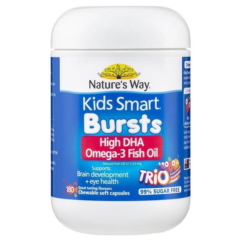 NATURE'S WAY - 1Y+KẸO DHA+OMEGA 3+DẦU CÁ KIDS SMART BURSTS TRIO