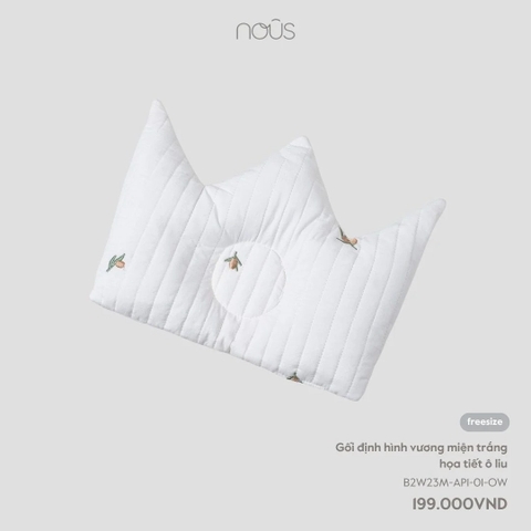 NOUS - GỐI VƯƠNG MIỆN TRẮNG HỌA TIẾT Ô LIU SIZE NHỎ