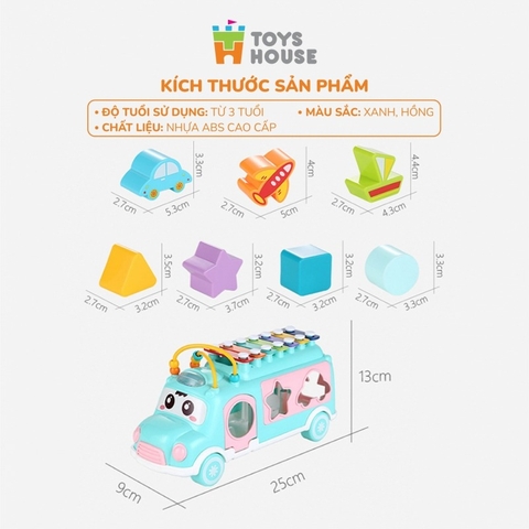 TOYSHOUSE - Ô TÔ THẢ KHỐI+ĐÀN GÕ HE8036