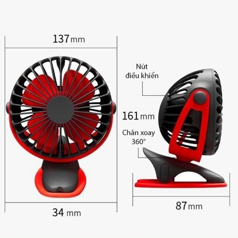 YOOBAO - QUẠT TÍCH ĐIỆN KẸP XE ĐẨY 6400MAH - F04