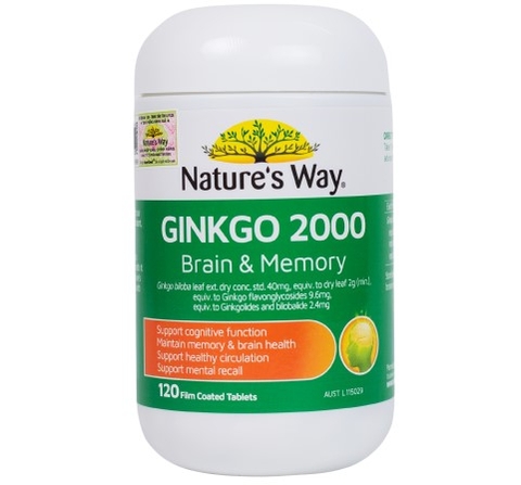 NATURE'S WAY - 18Y+VIÊN UỐNG HỖ TRỢ TĂNG CƯỜNG TRÍ NHỚ GINKGO 2000 BRAIN & MEMORY