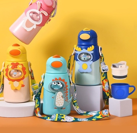 CHILDREN'S - BÌNH NƯỚC GIỮ NHIỆT HOẠ TIẾT CÓ VÒI HÚT