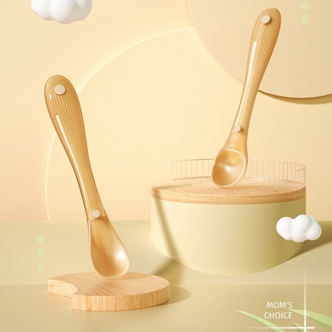 KK - THÌA MỀM SILICON NÂU VÀNG KÈM HỘP