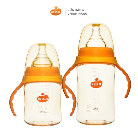 WESSER - BÌNH SỮA CỔ RỘNG PPSU CÓ TAY CẦM