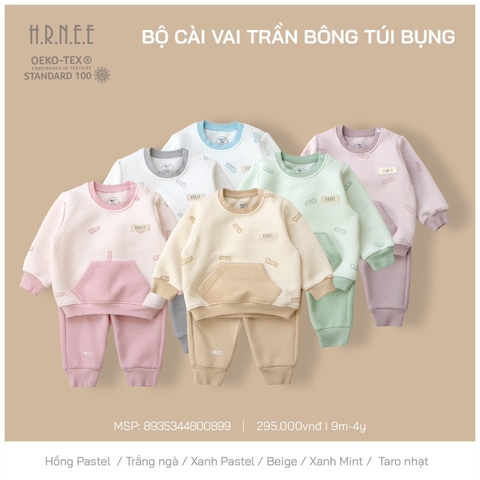 HRNEE Bộ cài vai chần bông túi bụng(S6-4Y)