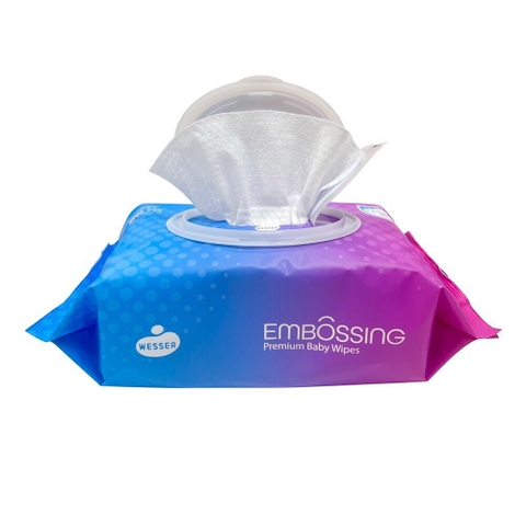 WESSER - KHĂN GIẤY ƯỚT DẬP NỔI CÓ NẮP 80 TỜ