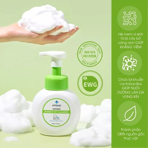 ATONO - 3M+BỌT VỆ SINH MÔNG VÀ VÙNG KÍN CHO BÉ OXYGEN BUBBLE HIP CLEANSER