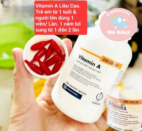 VITAMIN A - 1Y+200.000 IU ĐỎ HÀM LƯỢNG CAO