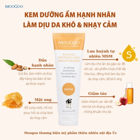 MOOGOO - KEM DƯỠNG HẠNH NHÂN LÀM DỊU DA KHÔ & NHẠY CẢM