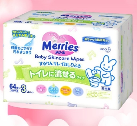 MERRIES - SET 3 GÓI KHĂN ƯỚT 64 TỜ