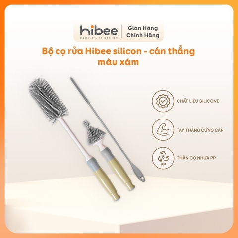 HIBEE - BỘ CỌ BÌNH SILICONE CÁN THẲNG