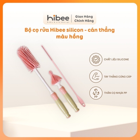 HIBEE - BỘ CỌ BÌNH SILICONE CÁN THẲNG