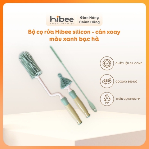 HIBEE - BỘ CỌ BÌNH SILICONE CÁN XOAY