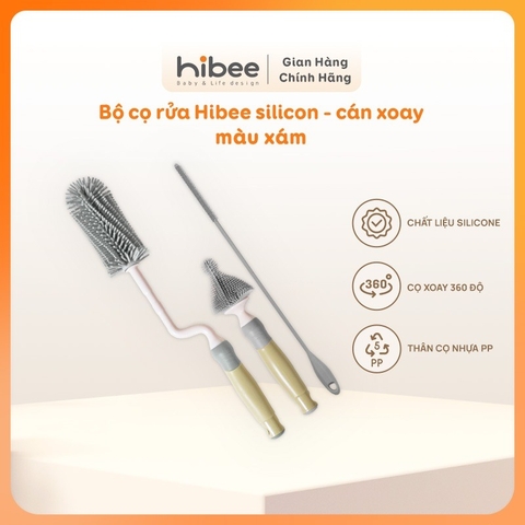 HIBEE - BỘ CỌ BÌNH SILICONE CÁN XOAY