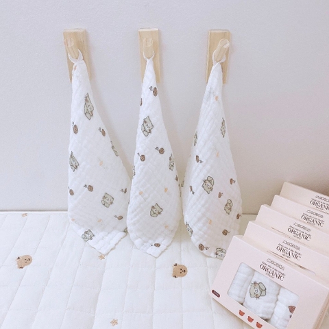 MONONA - SET 3 KHĂN SỮA 6 LỚP HỌA TIẾT