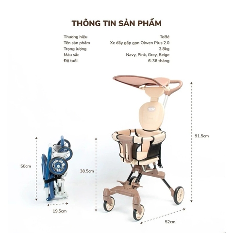 TOBE - XE ĐẨY GẤP GỌN OWEN PLUS 2.0