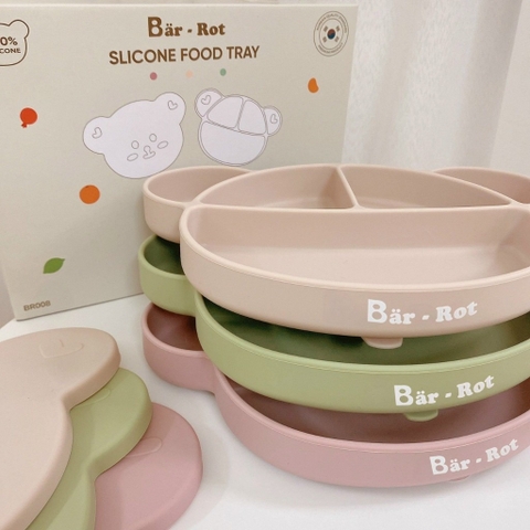BARROT - KHAY ĂN SILICONE GẤU KÈM NẮP