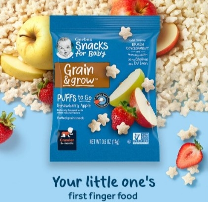 GERBER - 8M+BÁNH TÚI MINI HÌNH SAO DÂU TÁO