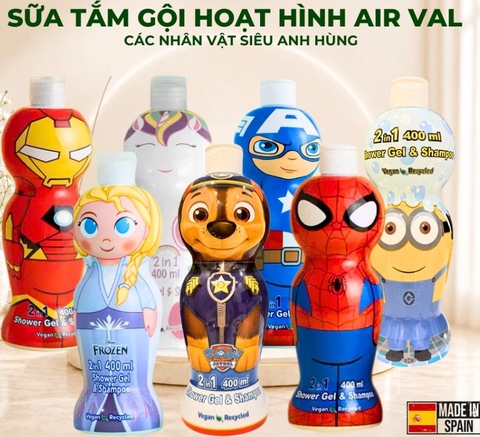 AIR-VAL - 3Y+SỮA TẮM GỘI HOẠT HÌNH 2D VEGAN MỚI