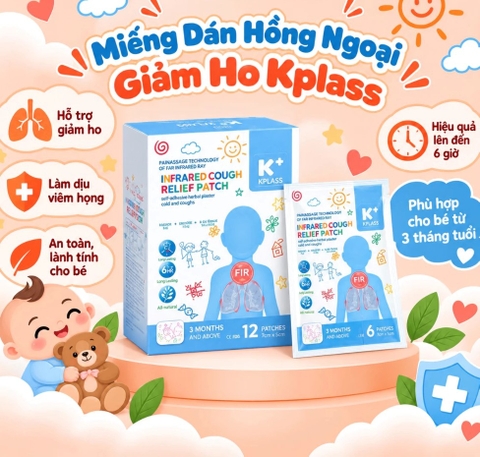 KPLASS - 3M+MIẾNG DÁN HỒNG NGOẠI HỖ TRỢ GIẢM HO INFRARED COUGH RELIEF PATCH K+