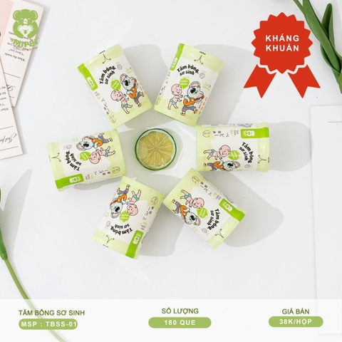 MIPBI - TĂM BÔNG SƠ SINH 180 QUE TBSS-01