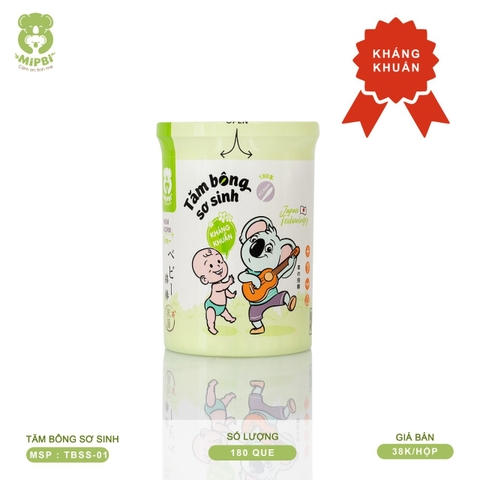 MIPBI - TĂM BÔNG SƠ SINH 180 QUE TBSS-01
