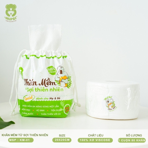 MIPBI - KHĂN MỀM SỢI TỰ NHIÊN DÙNG MỘT LẦN KM-01