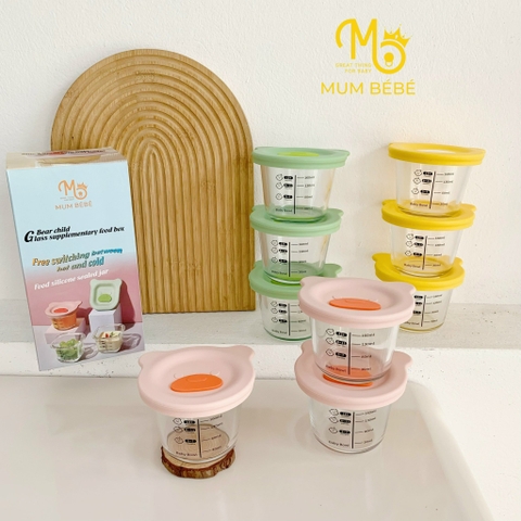 MUM BEBE - HŨ TRỮ THỦY TINH NẮP SILICONE 160ML