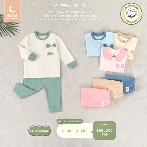 MOON@ - BỘ DÀI TAY CÀI GIỮA NỈ NHUNG