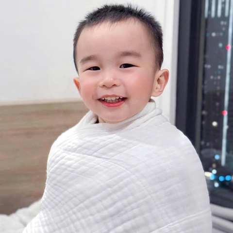 L'ANGE - SET 2 KHĂN QUẤN/TẮM VẢI BÔNG 3 LỚP 90x90