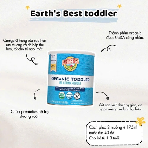 EARTH'S BEST - 1Y+SỮA BỘT ORGANIC TODDLER