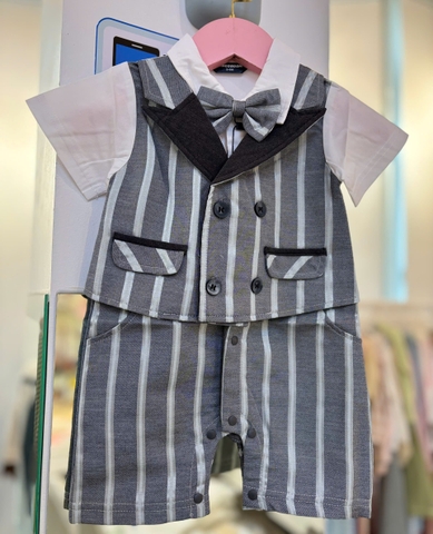 MT - BODY CÔNG TỬ CỘC TAY KẺ XANH (0-18M)