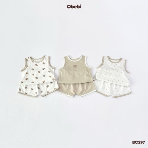 OBEBI - Bộ ba lỗ hoạ tiết gấu(66-110)