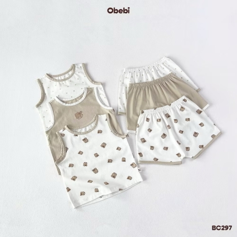 OBEBI - Bộ ba lỗ hoạ tiết gấu(66-110)